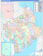 New Bedford Metro Area Wall Map Color Cast Style
